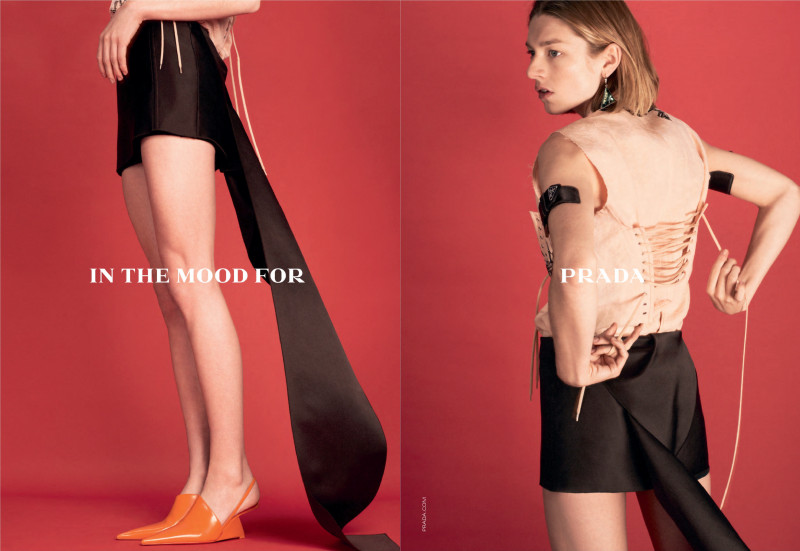 Hunter Schafer featured in  the Prada \'In the Mood for Prada\' advertisement for Spring/Summer 2022