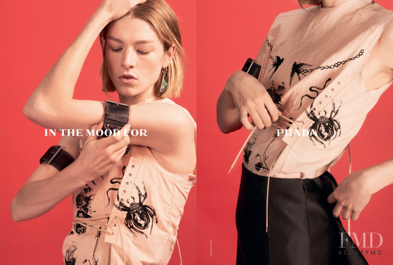 Hunter Schafer featured in  the Prada \'In the Mood for Prada\' advertisement for Spring/Summer 2022