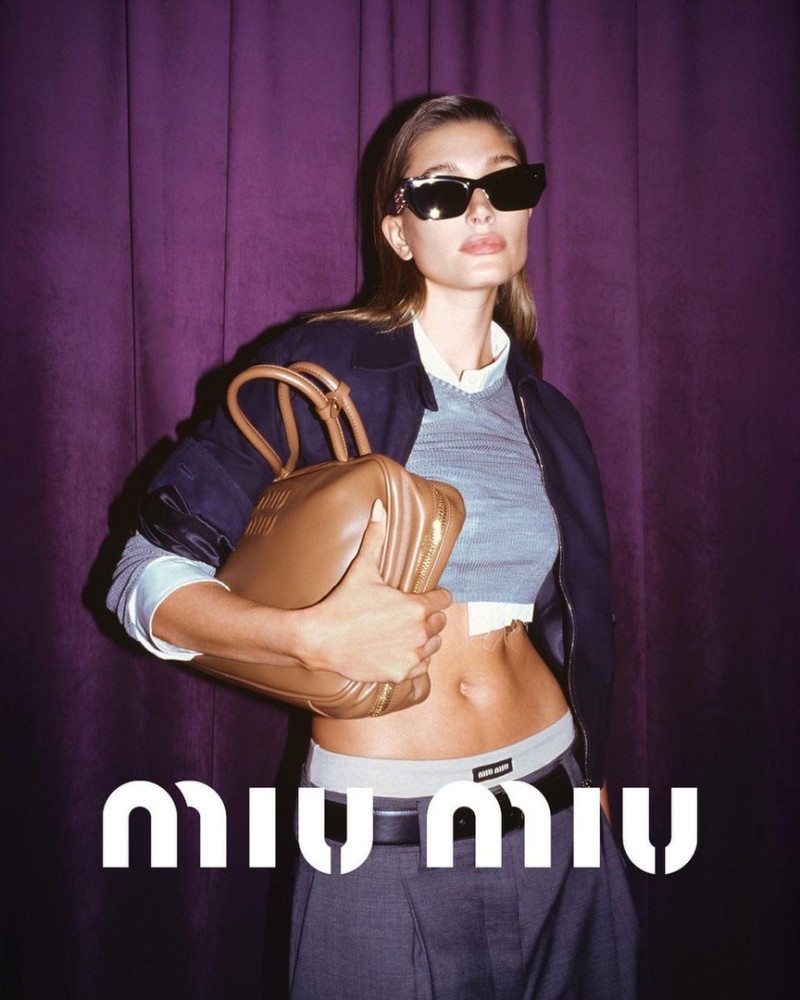 Hailey Baldwin Bieber featured in  the Miu Miu advertisement for Spring/Summer 2022