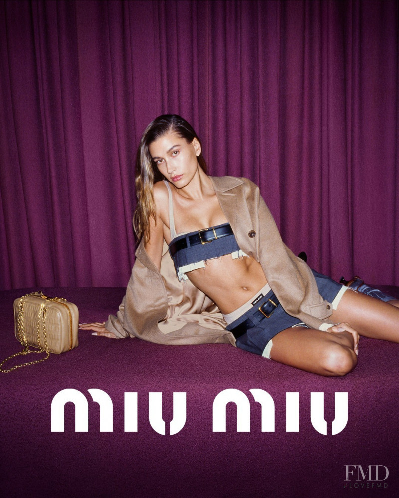 Hailey Baldwin Bieber featured in  the Miu Miu advertisement for Spring/Summer 2022