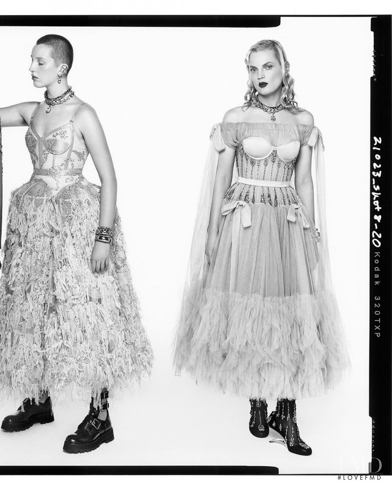 Guinevere van Seenus featured in  the Alexander McQueen advertisement for Spring/Summer 2022