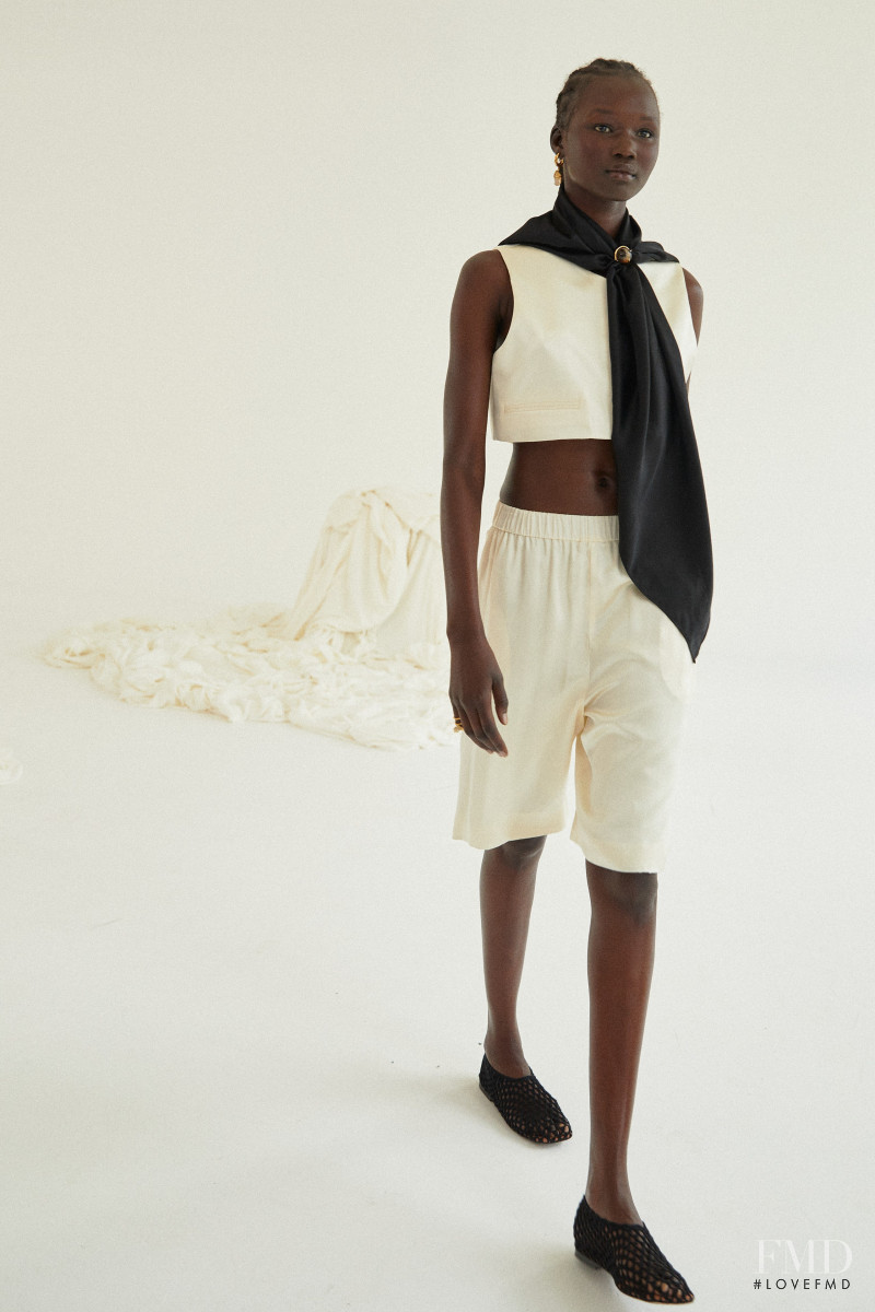 Abeny Nhial featured in  the Albus Lumen lookbook for Resort 2022