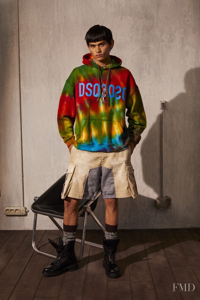 Sakua Kambong featured in  the DSquared2 lookbook for Resort 2022