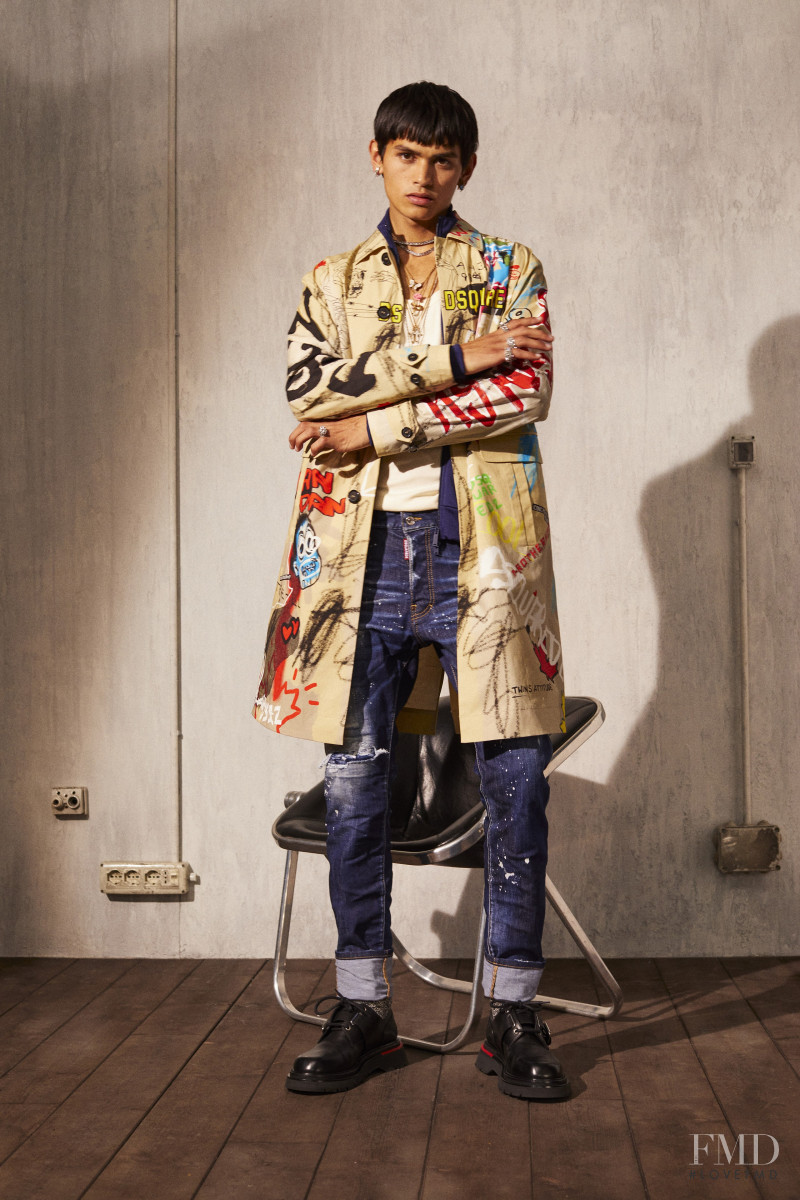 Sakua Kambong featured in  the DSquared2 lookbook for Resort 2022