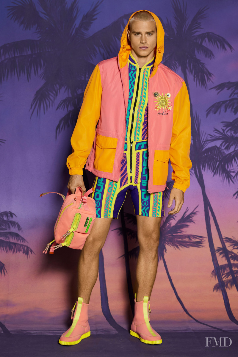 Matthew Noszka featured in  the Moschino lookbook for Resort 2022