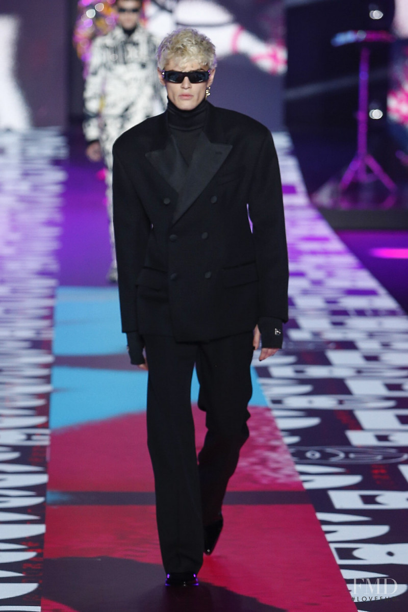 Mattia Giovannoni featured in  the Dolce & Gabbana fashion show for Autumn/Winter 2022