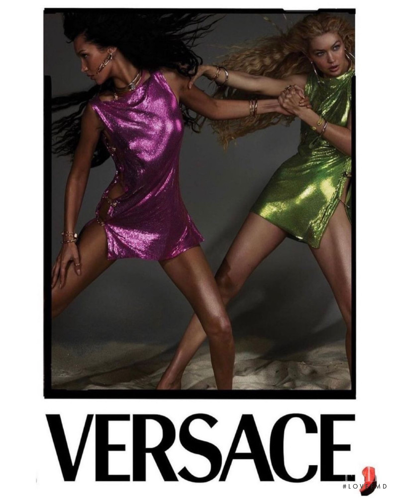 Bella Hadid featured in  the Versace advertisement for Spring/Summer 2022