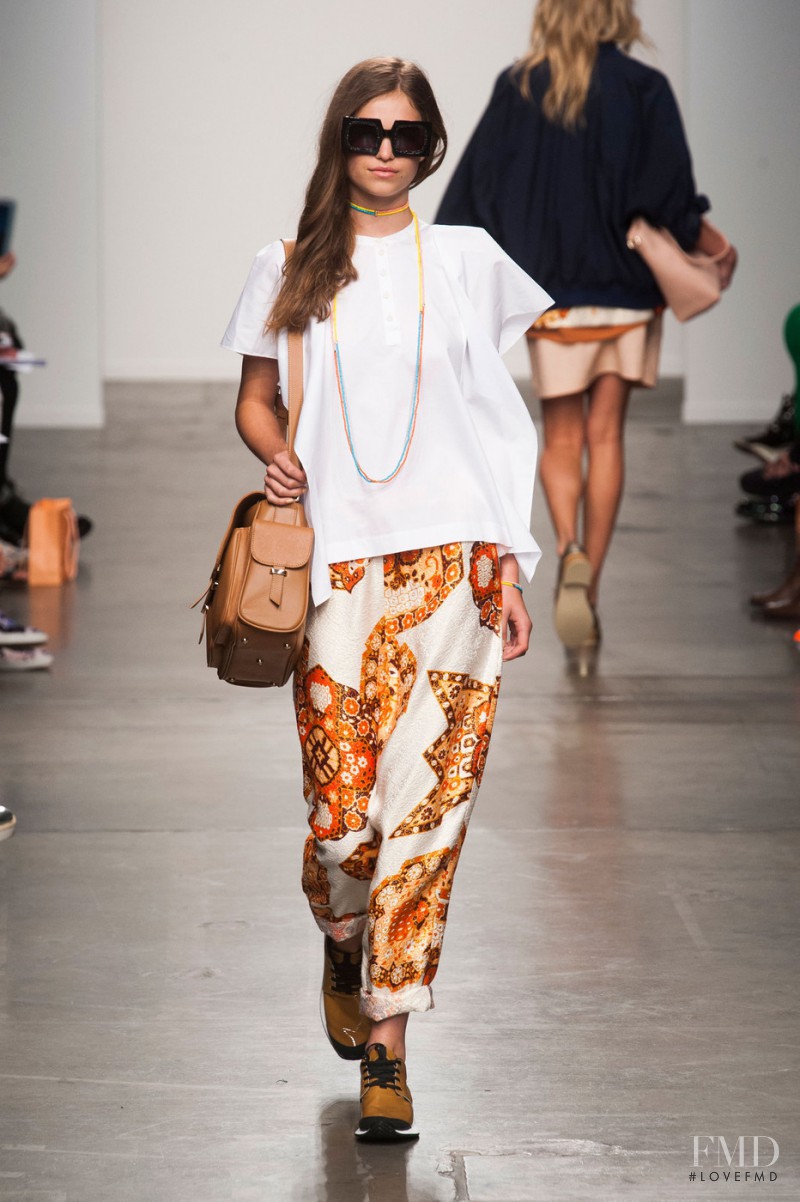 Robin Holzken featured in  the Karen Walker fashion show for Spring/Summer 2014