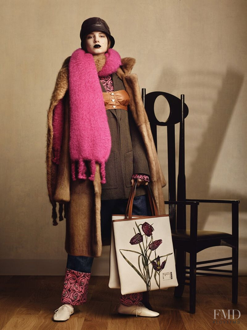 Giselle Norman featured in  the Loewe Loewe MackIntosh Collection 2018 lookbook for Winter 2018