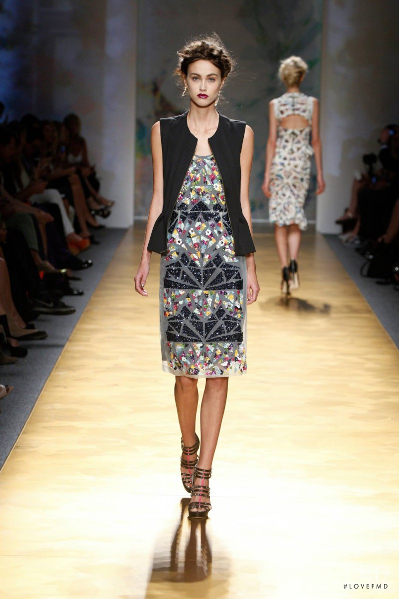 Sarah English featured in  the Nicole Miller fashion show for Spring/Summer 2014