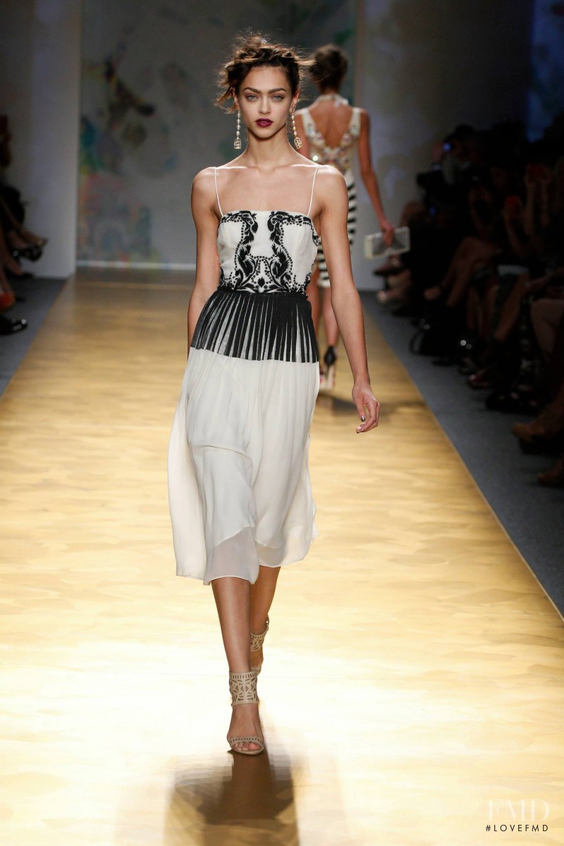 Zhenya Katava featured in  the Nicole Miller fashion show for Spring/Summer 2014