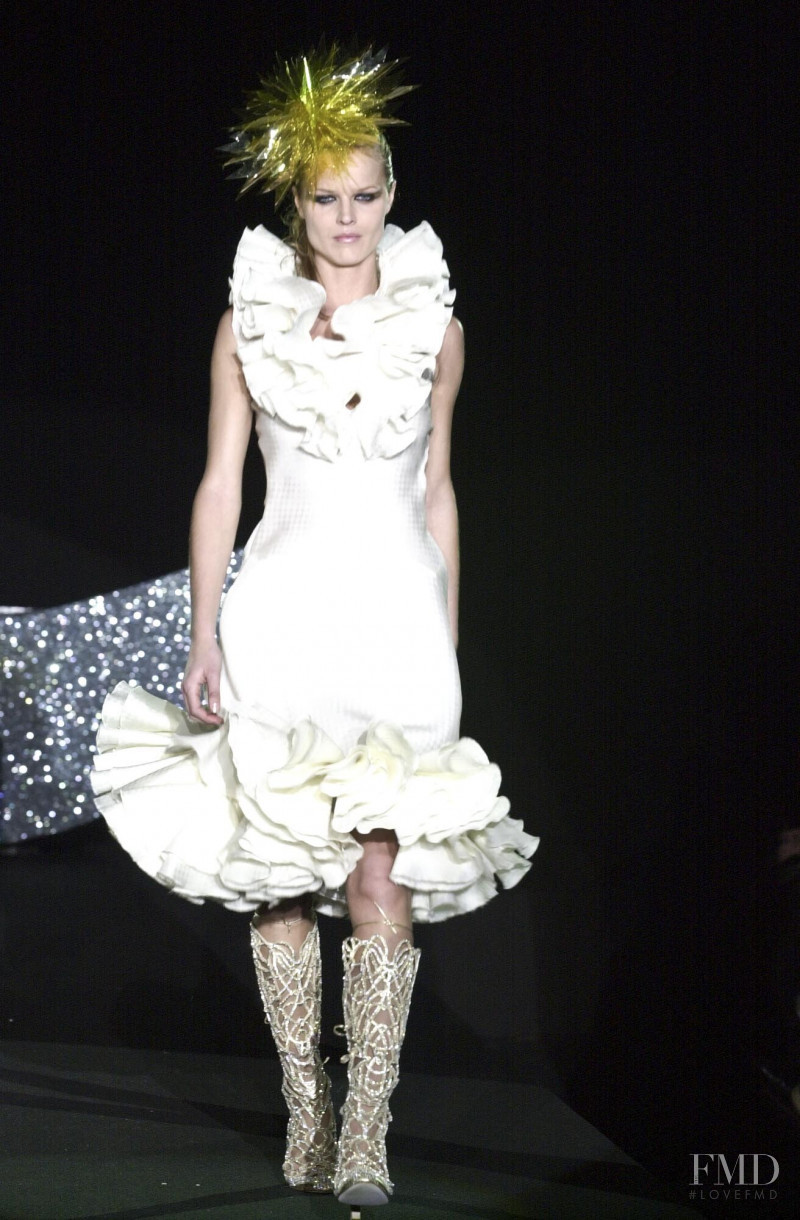 Eva Herzigova featured in  the Antonio Berardi fashion show for Autumn/Winter 2001