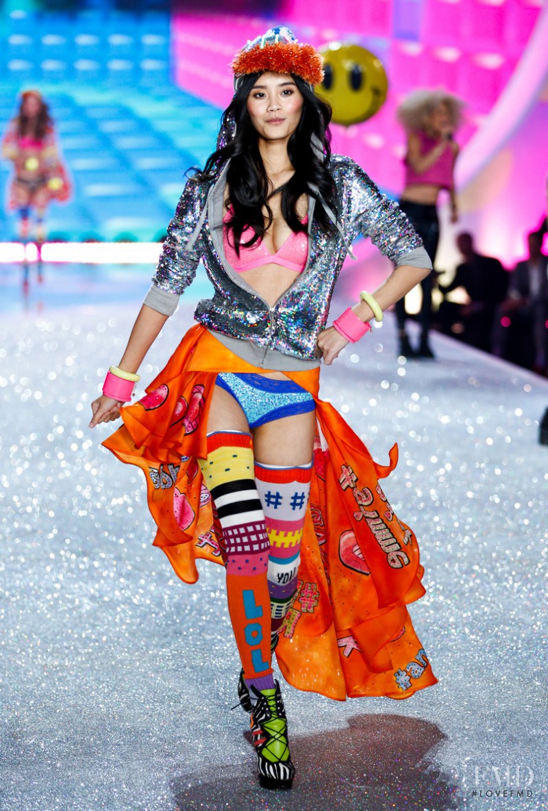 Ming Xi featured in  the Victoria\'s Secret fashion show for Christmas 2013