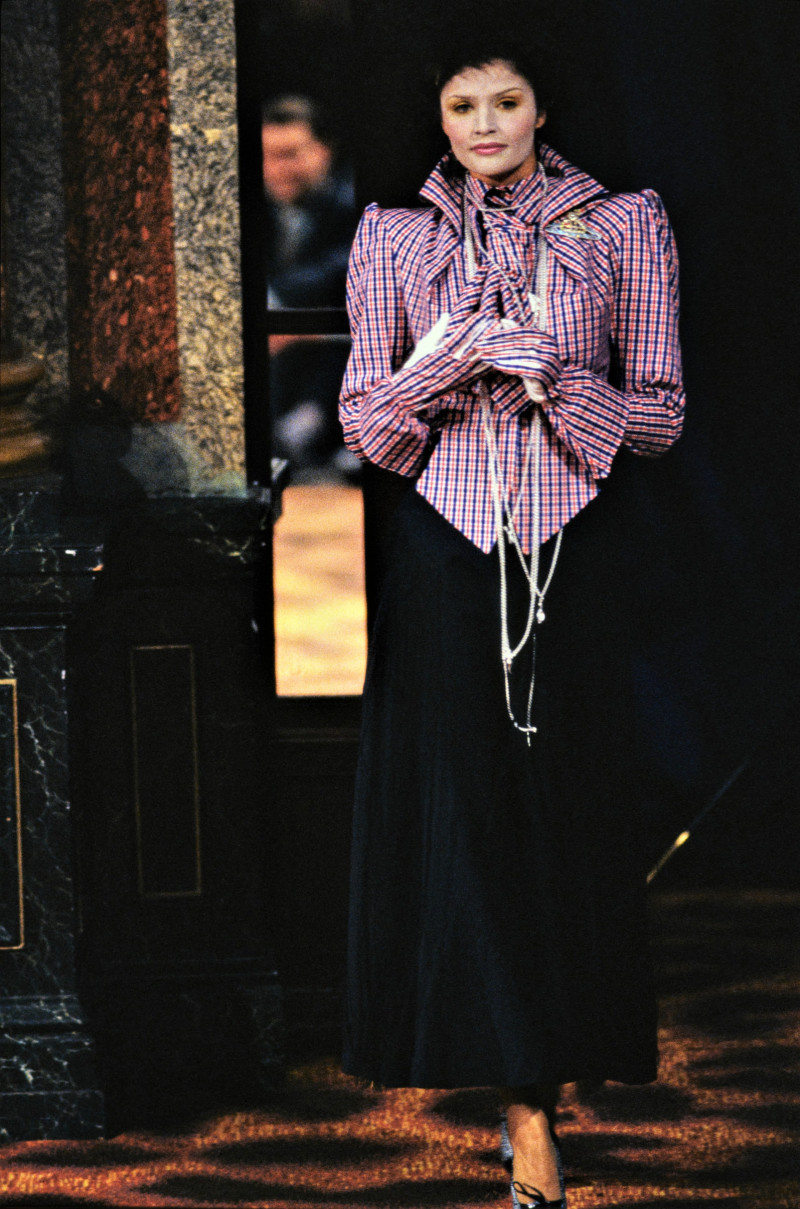Helena Christensen featured in  the Vivienne Westwood fashion show for Spring/Summer 1994