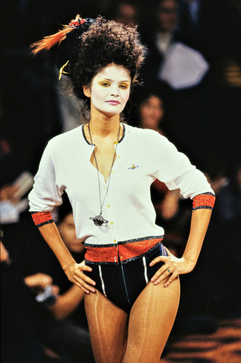 Helena Christensen featured in  the Vivienne Westwood fashion show for Spring/Summer 1994