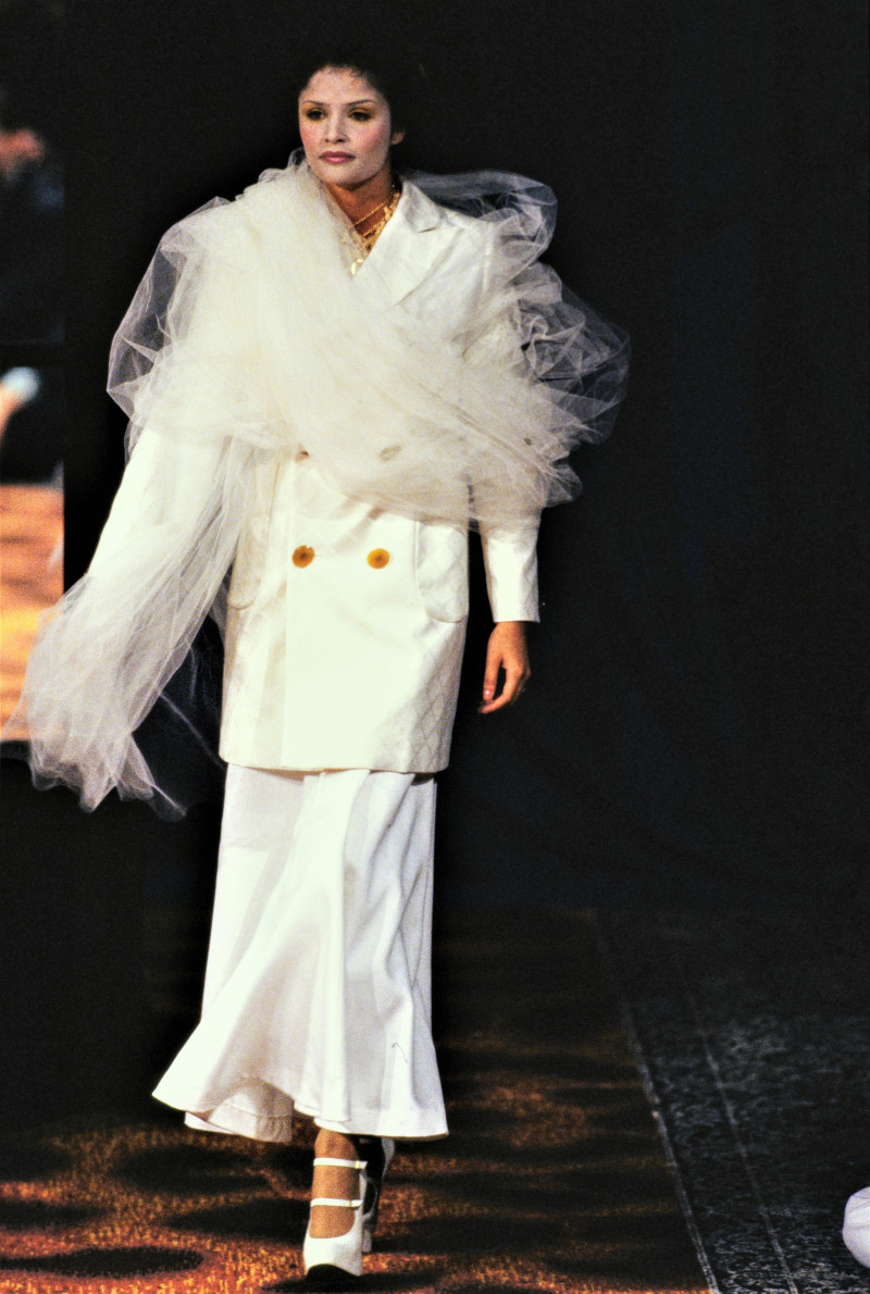 Helena Christensen featured in  the Vivienne Westwood fashion show for Spring/Summer 1994