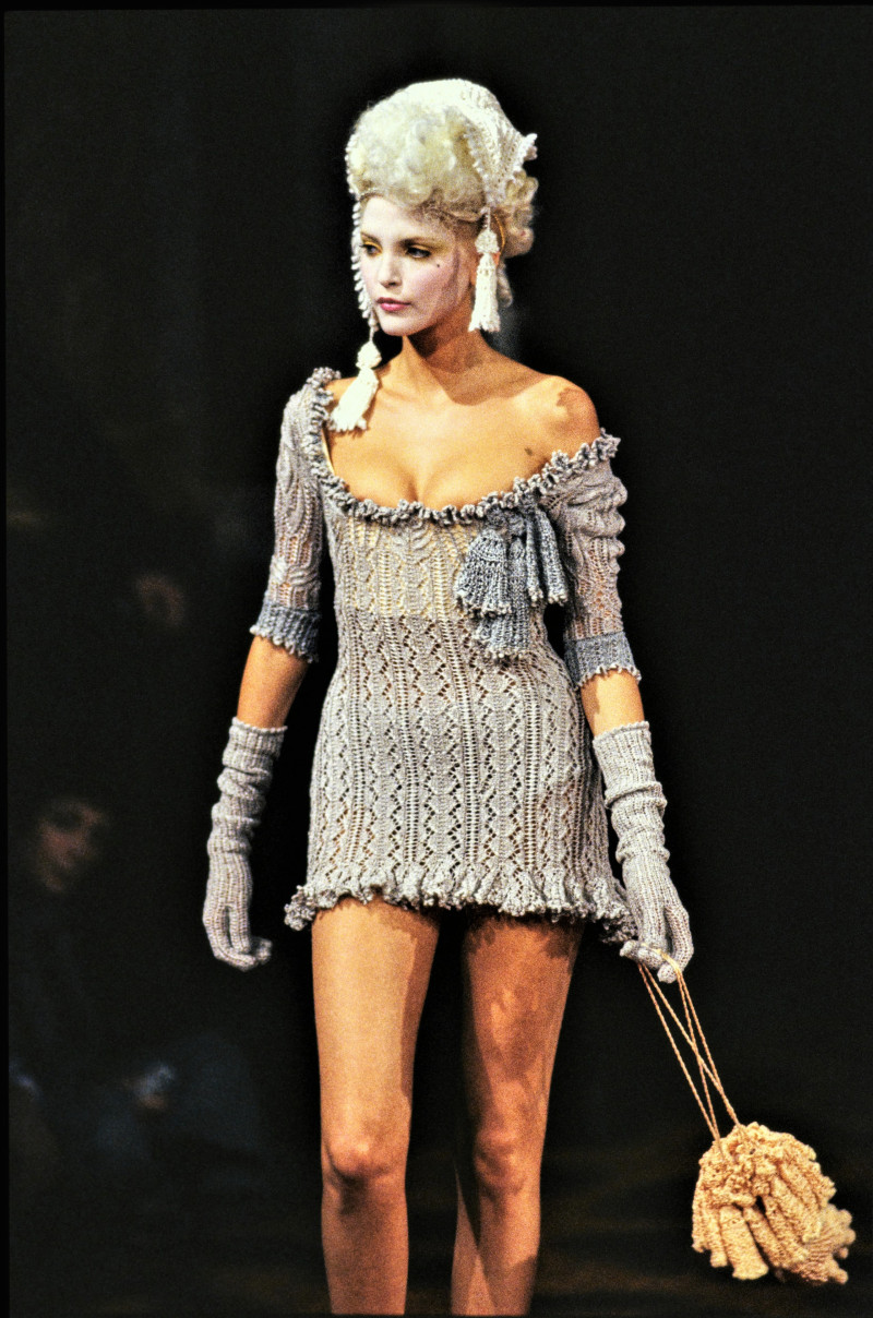 Nadja Auermann featured in  the Vivienne Westwood fashion show for Spring/Summer 1994