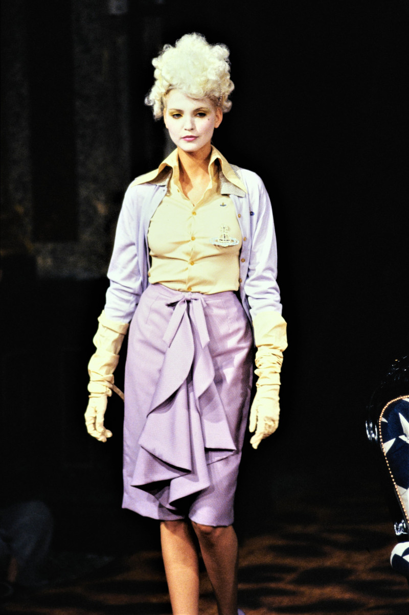 Nadja Auermann featured in  the Vivienne Westwood fashion show for Spring/Summer 1994
