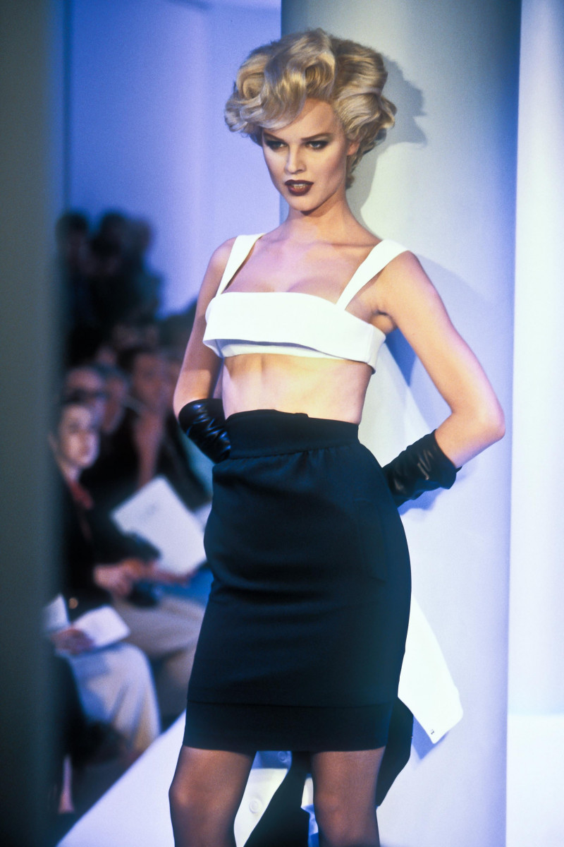 Eva Herzigova featured in  the Mugler fashion show for Spring/Summer 1996