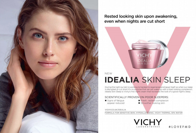 Agyness Deyn featured in  the Vichy advertisement for Autumn/Winter 2015