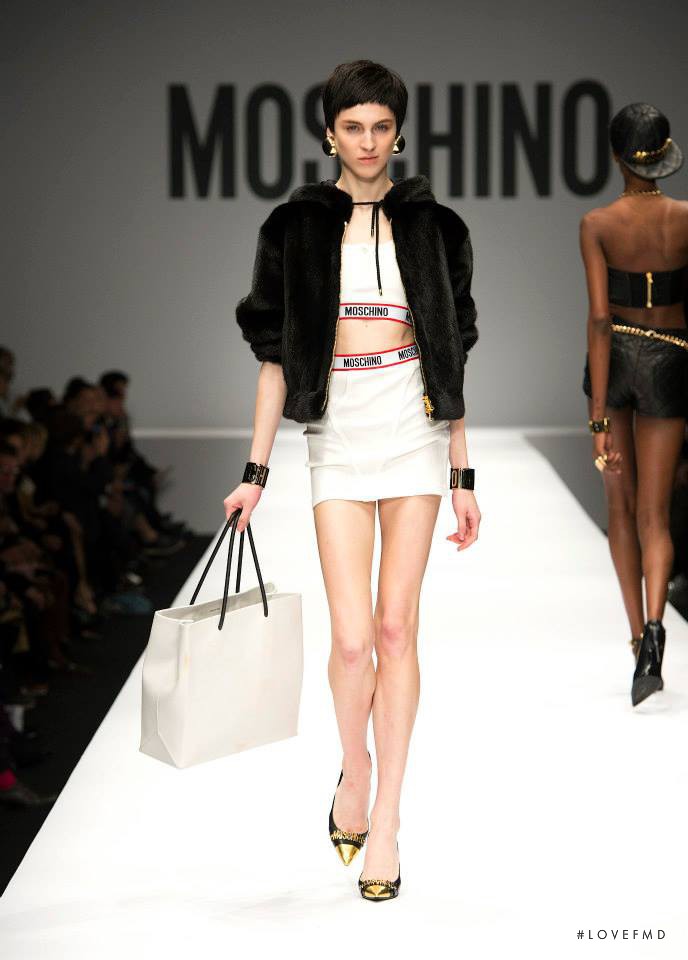 Lida Fox featured in  the Moschino fashion show for Autumn/Winter 2014