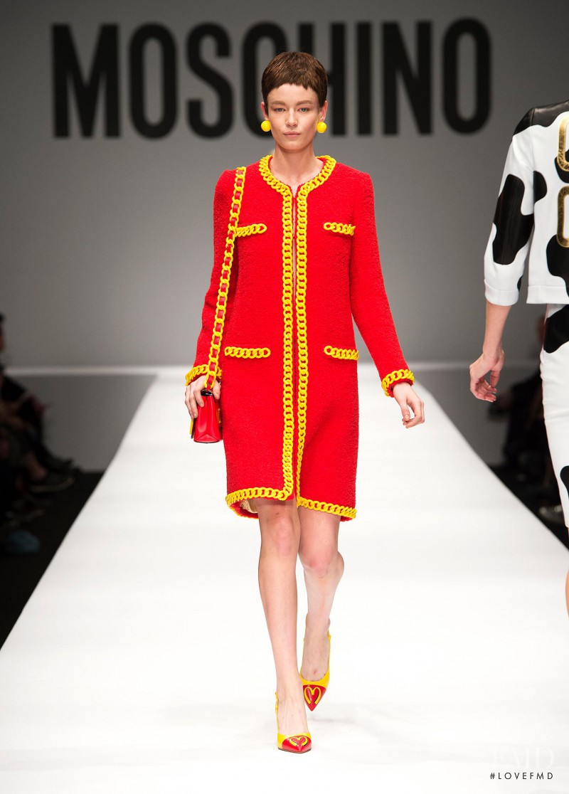 Hollie May Saker featured in  the Moschino fashion show for Autumn/Winter 2014