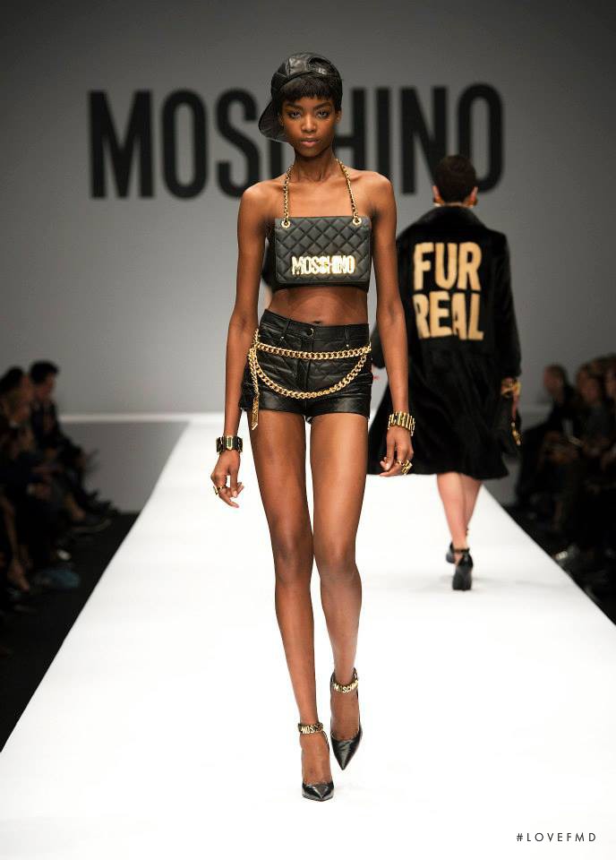 Maria Borges featured in  the Moschino fashion show for Autumn/Winter 2014