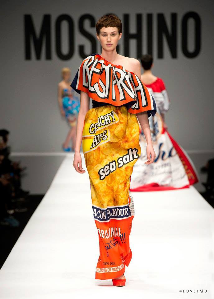 Dauphine McKee featured in  the Moschino fashion show for Autumn/Winter 2014