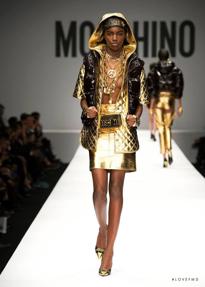Leomie Anderson featured in  the Moschino fashion show for Autumn/Winter 2014