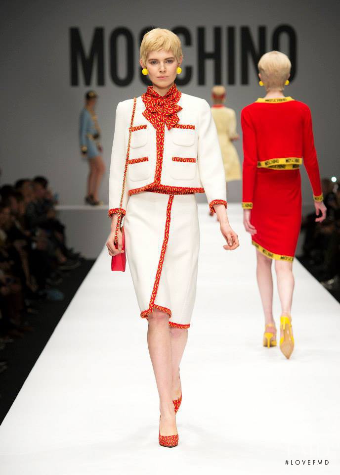 Ola Rudnicka featured in  the Moschino fashion show for Autumn/Winter 2014