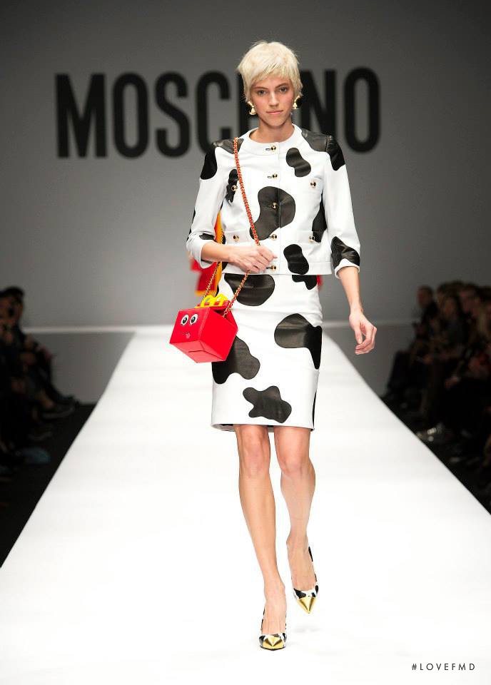 Devon Windsor featured in  the Moschino fashion show for Autumn/Winter 2014