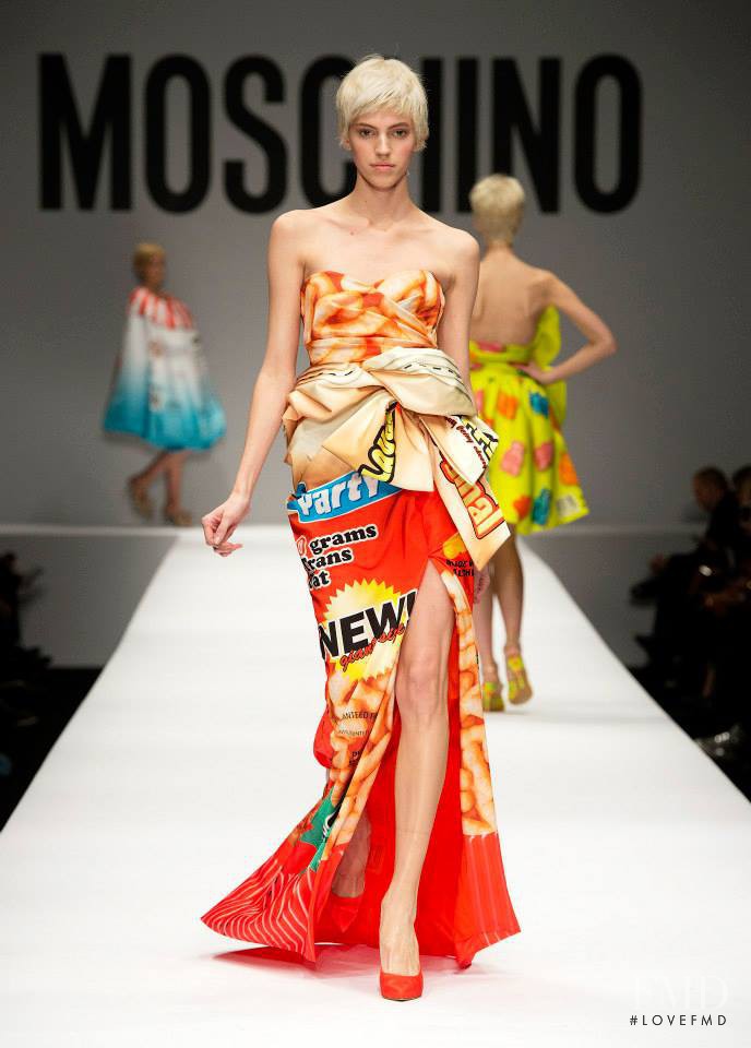Devon Windsor featured in  the Moschino fashion show for Autumn/Winter 2014