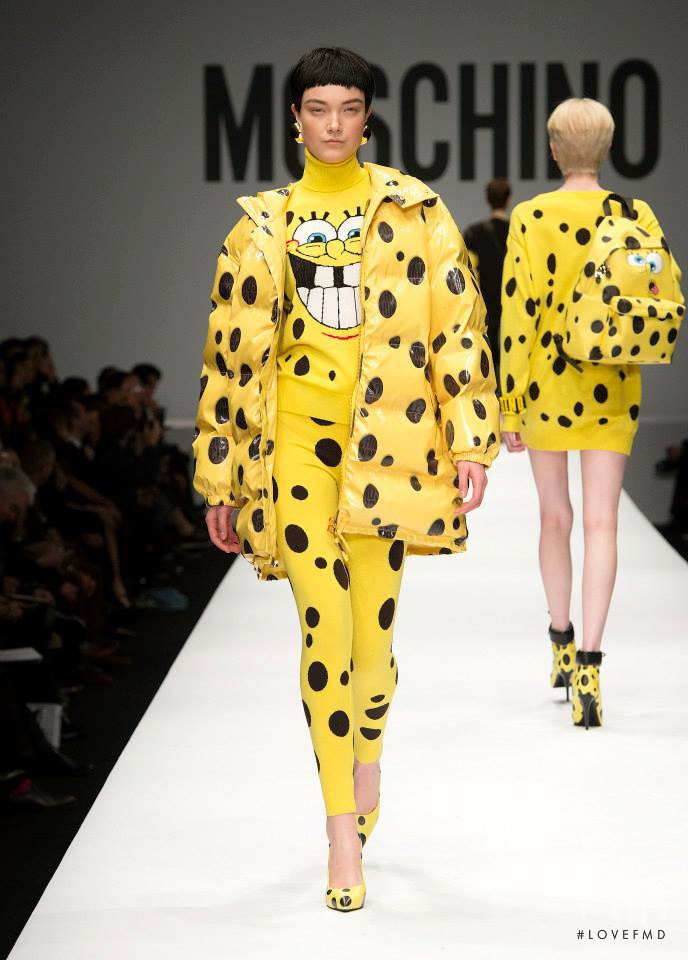 Yumi Lambert featured in  the Moschino fashion show for Autumn/Winter 2014