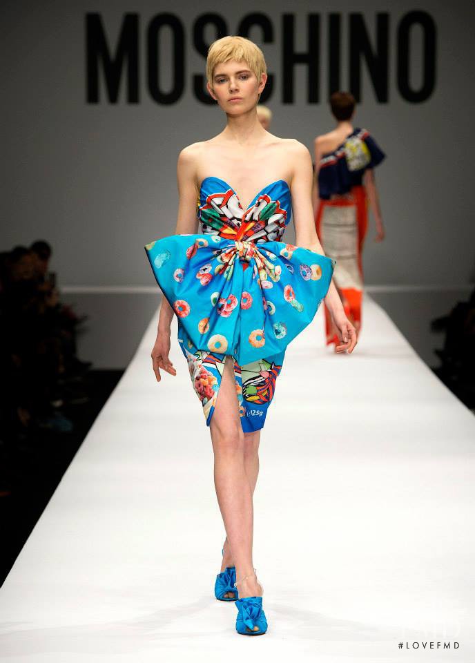 Ola Rudnicka featured in  the Moschino fashion show for Autumn/Winter 2014