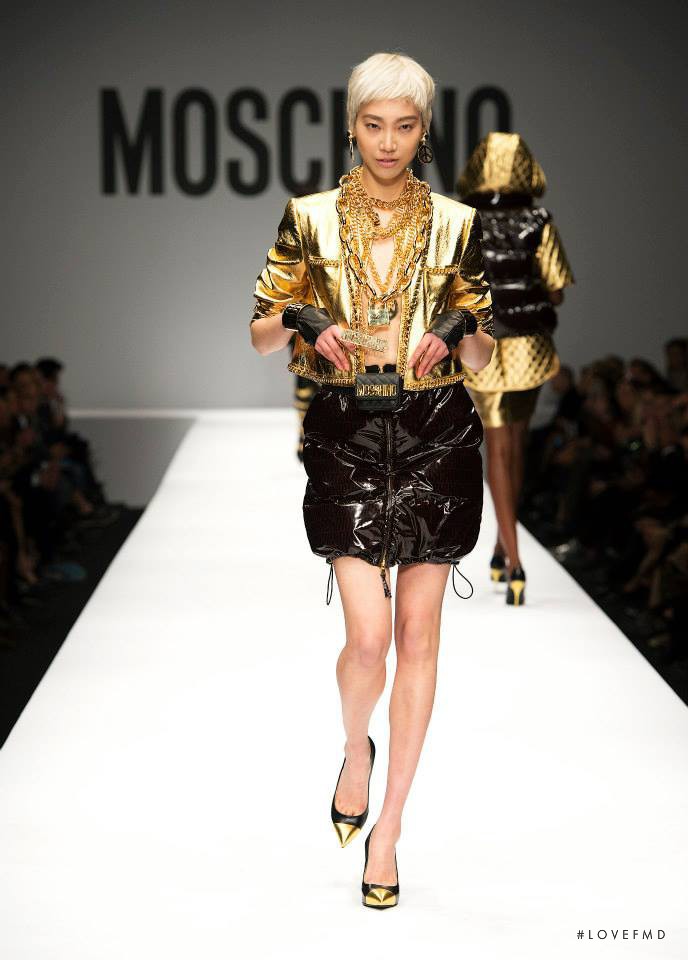 Soo Joo Park featured in  the Moschino fashion show for Autumn/Winter 2014
