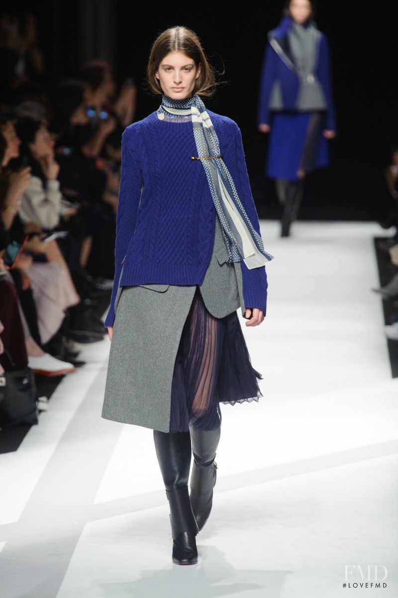 Elodia Prieto featured in  the Sacai fashion show for Autumn/Winter 2014