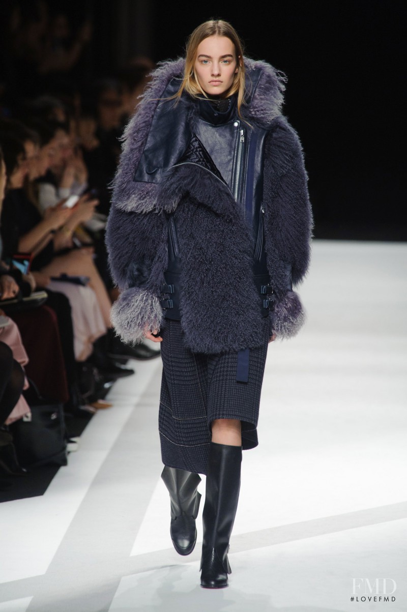 Maartje Verhoef featured in  the Sacai fashion show for Autumn/Winter 2014