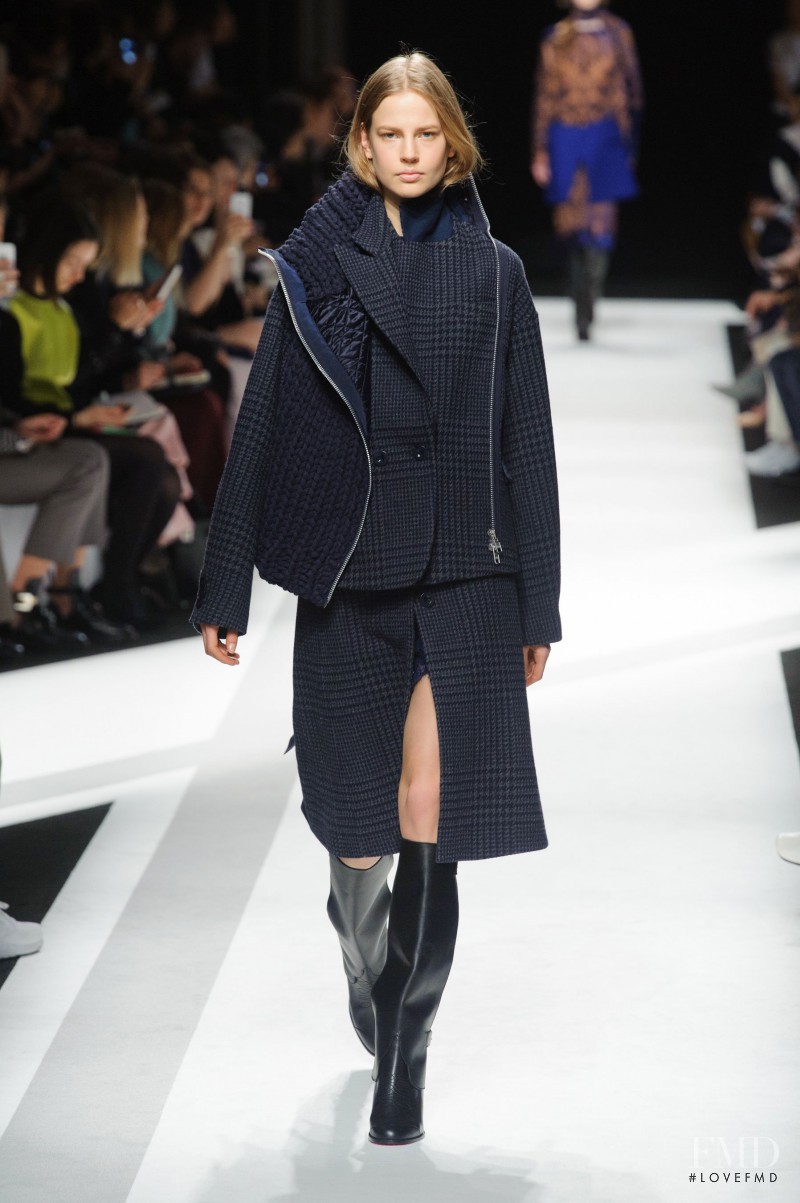 Elisabeth Erm featured in  the Sacai fashion show for Autumn/Winter 2014