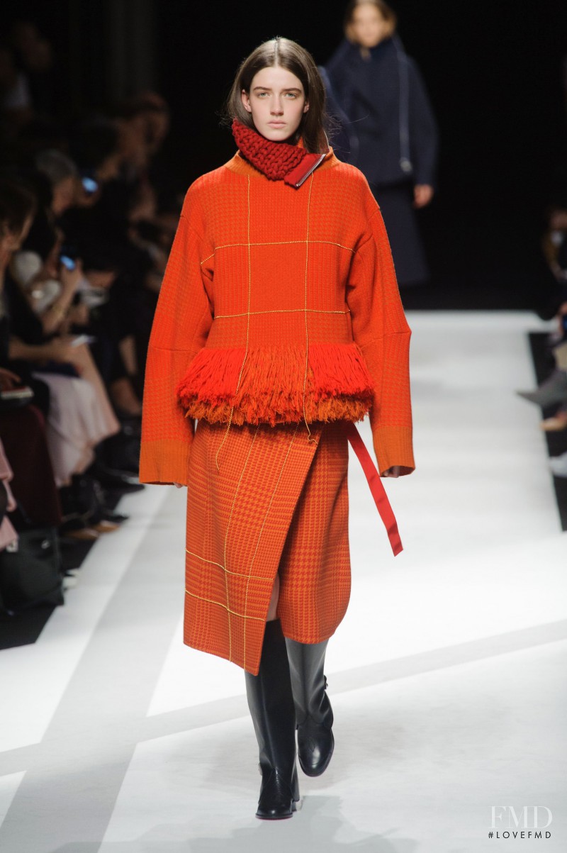 Josephine van Delden featured in  the Sacai fashion show for Autumn/Winter 2014