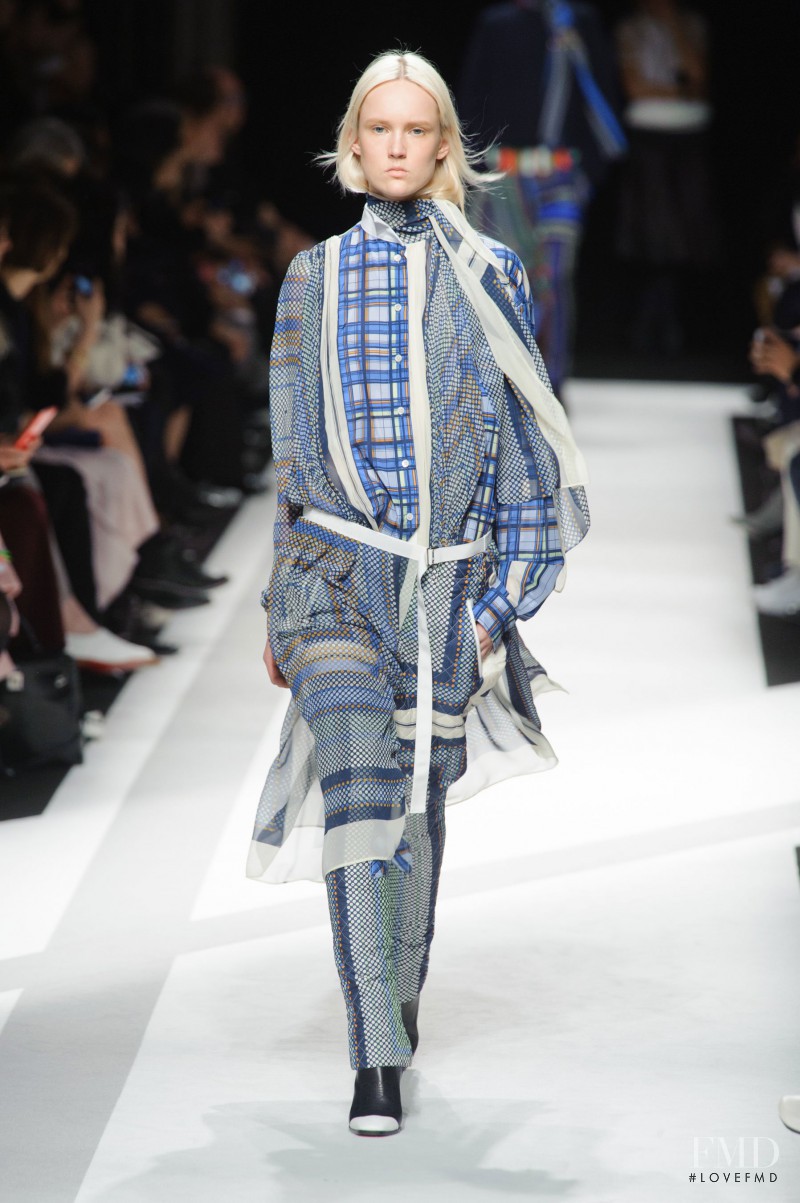 Harleth Kuusik featured in  the Sacai fashion show for Autumn/Winter 2014