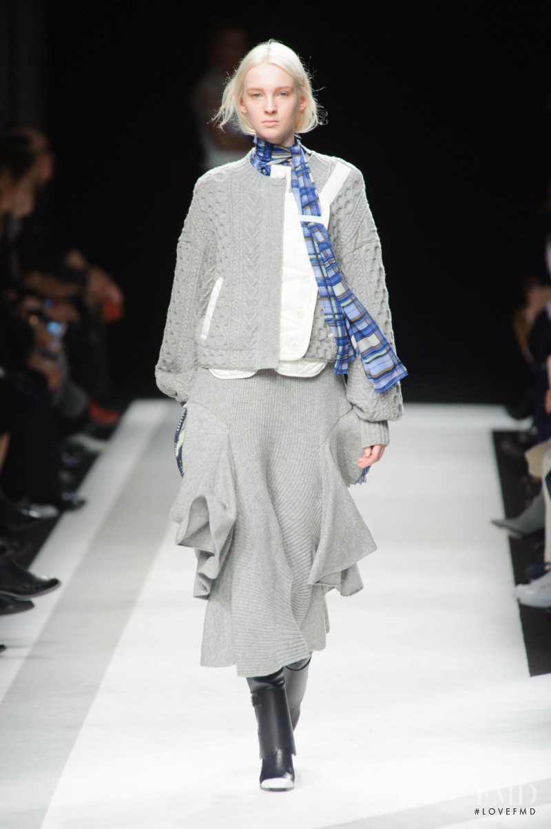 Nastya Sten featured in  the Sacai fashion show for Autumn/Winter 2014