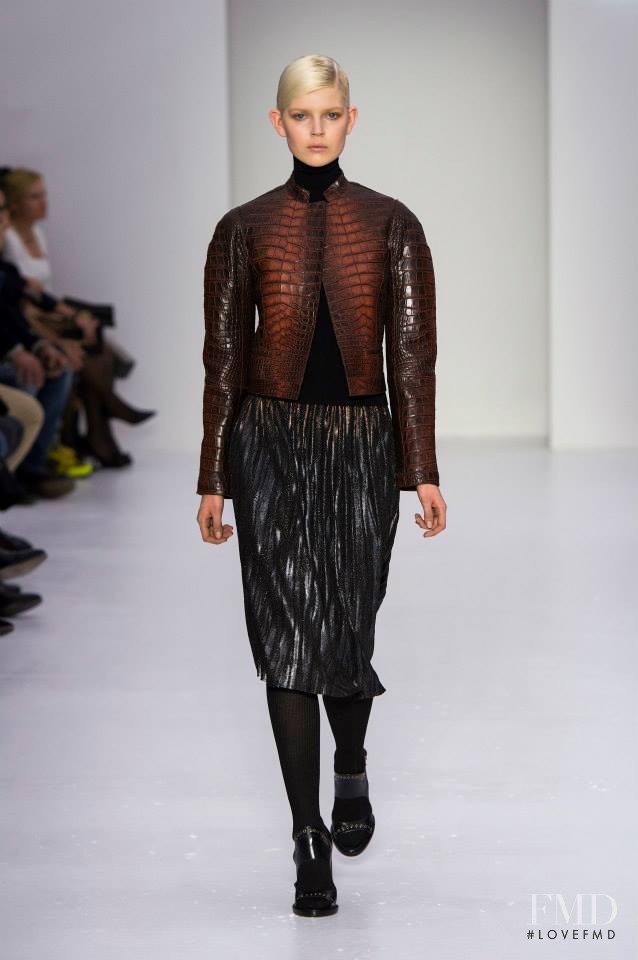 Ola Rudnicka featured in  the Salvatore Ferragamo fashion show for Autumn/Winter 2014
