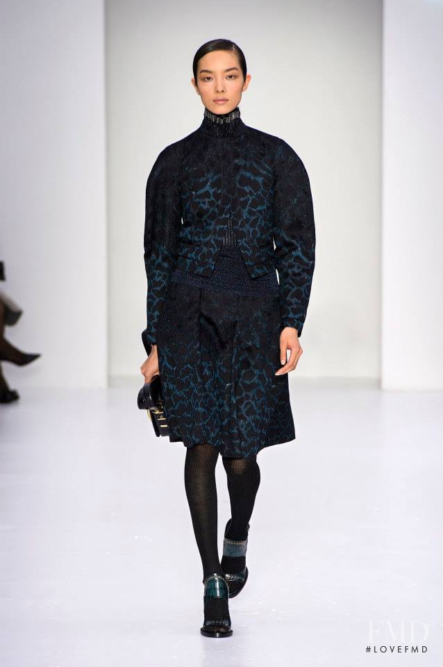 Fei Fei Sun featured in  the Salvatore Ferragamo fashion show for Autumn/Winter 2014