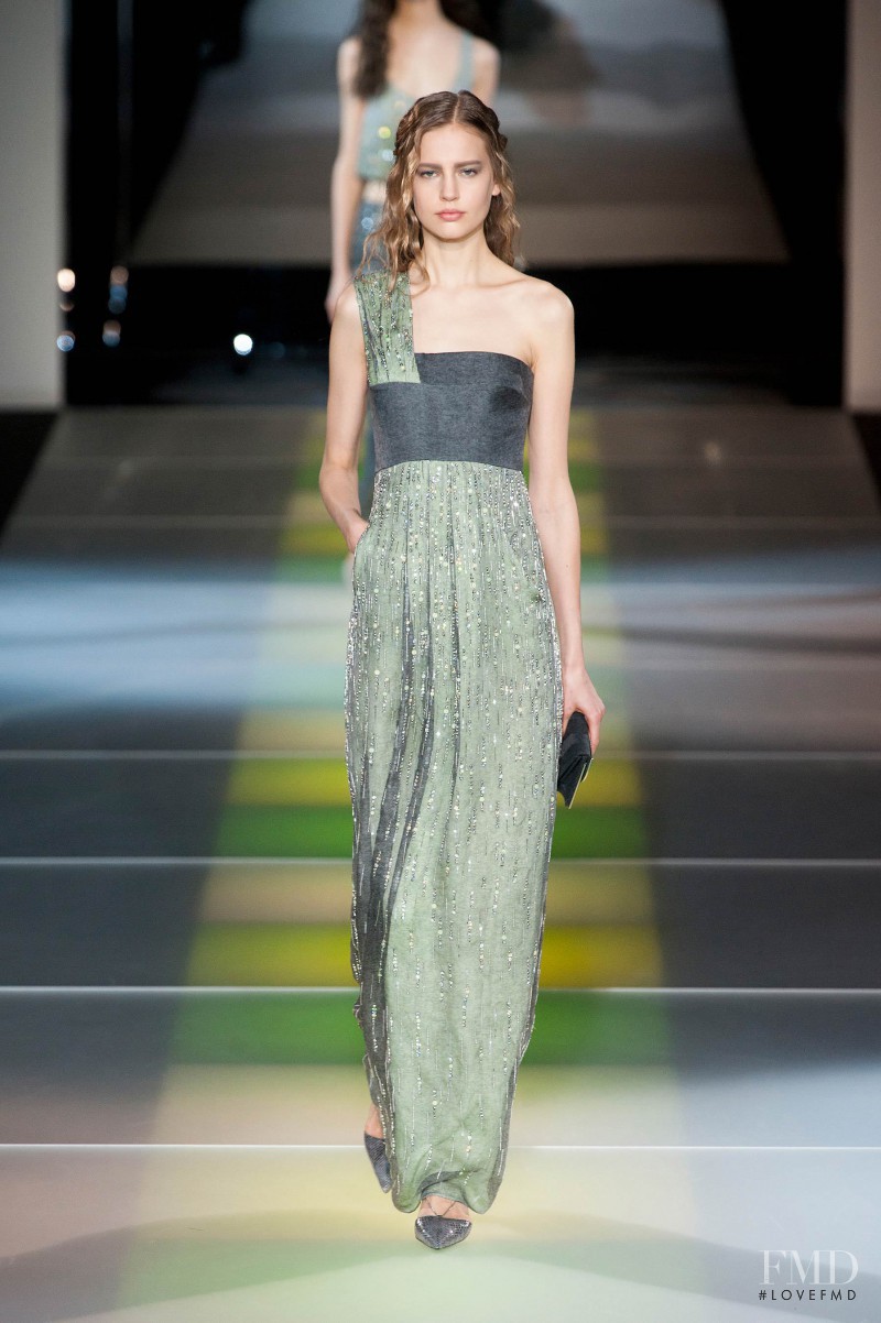 Elisabeth Erm featured in  the Giorgio Armani fashion show for Autumn/Winter 2014