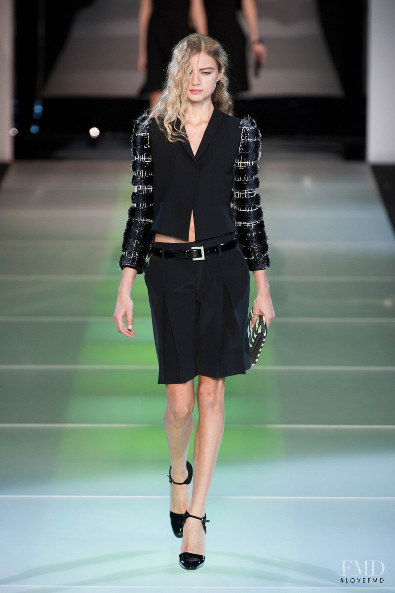 Georgie Perkins featured in  the Giorgio Armani fashion show for Autumn/Winter 2014