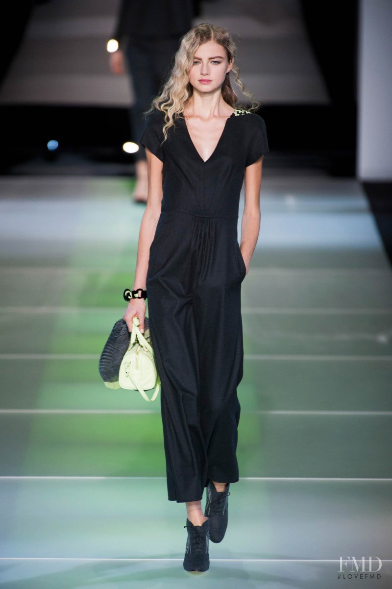 Georgie Perkins featured in  the Giorgio Armani fashion show for Autumn/Winter 2014