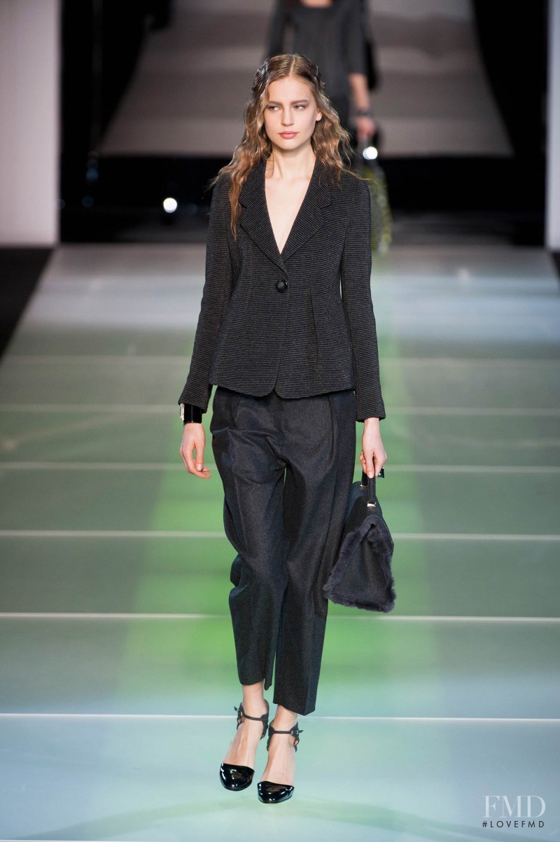 Elisabeth Erm featured in  the Giorgio Armani fashion show for Autumn/Winter 2014