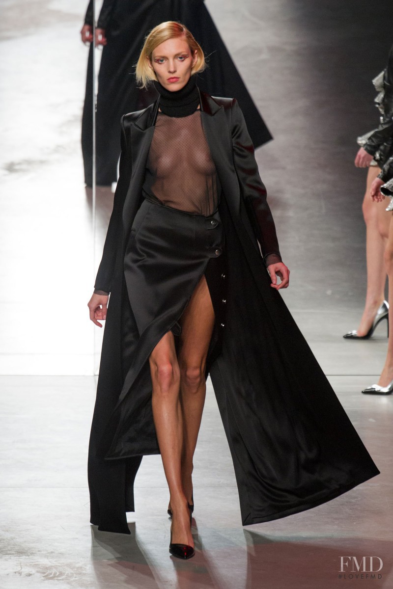 Anja Rubik featured in  the Anthony Vaccarello fashion show for Autumn/Winter 2014