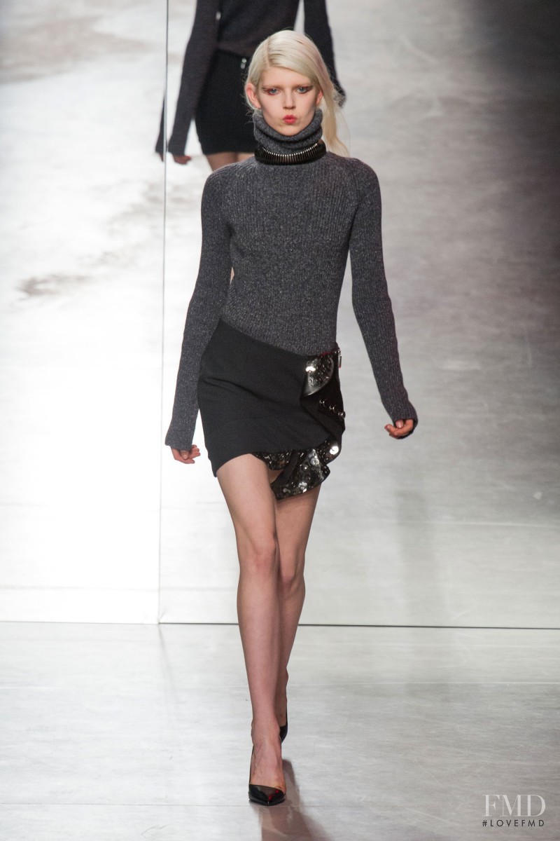 Ola Rudnicka featured in  the Anthony Vaccarello fashion show for Autumn/Winter 2014