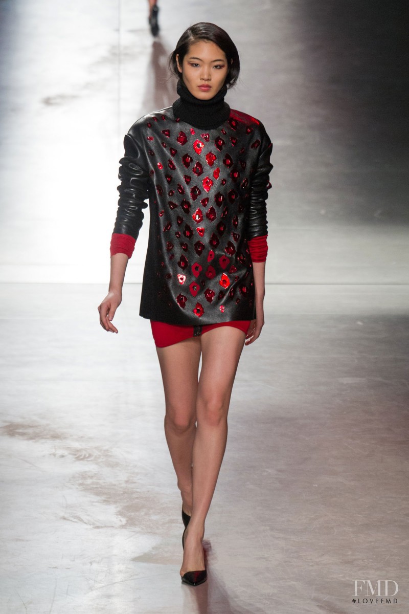 Chiharu Okunugi featured in  the Anthony Vaccarello fashion show for Autumn/Winter 2014